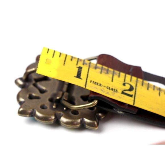 BROWN GENUINE LEATHER 1.25"Wd HOOK BUCKLE DRESS CASUAL WOMEN'S BELT Sz XL (I52 - Picture 10 of 13